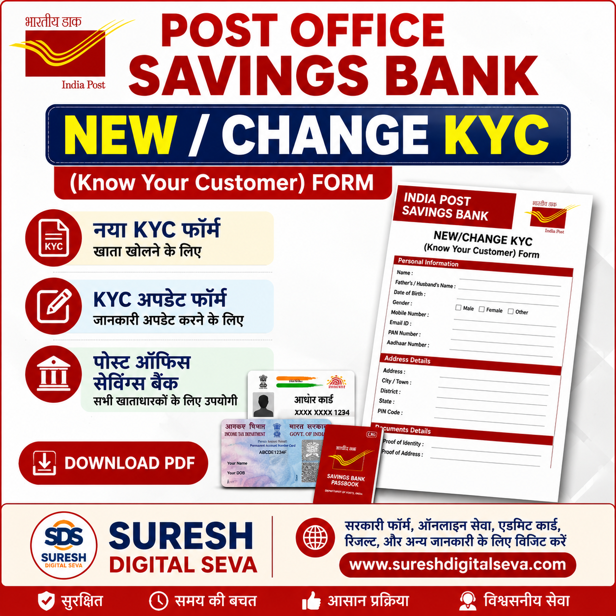 POST OFFICE SAVINGS BANK NEW CHANGE KYC (Know Your Customber) Form