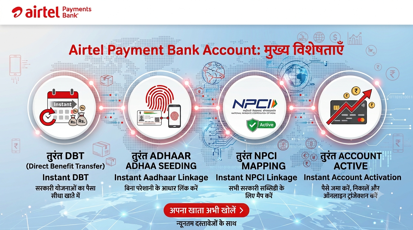 Airtel Payment Bank Account तुरंत DBT, तुरंत Adhar Seeding, तुरंत NPCI, 2026