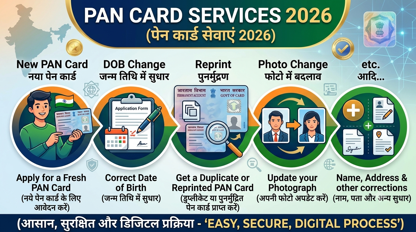 PAN Card New PAN Card, DOB Change, Reprint, Photo Change, etc 2026