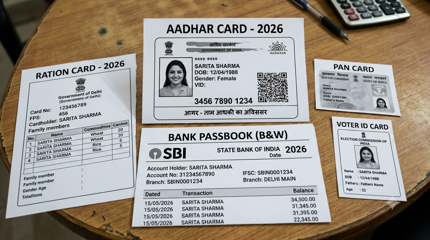 Photo Copy Adhar Card, Bank Passbook, Ration Card, etc. 2026